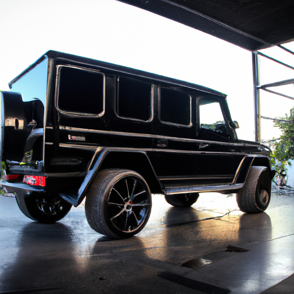Mercedes-Benz G63 AMG preto em showroom de luxo