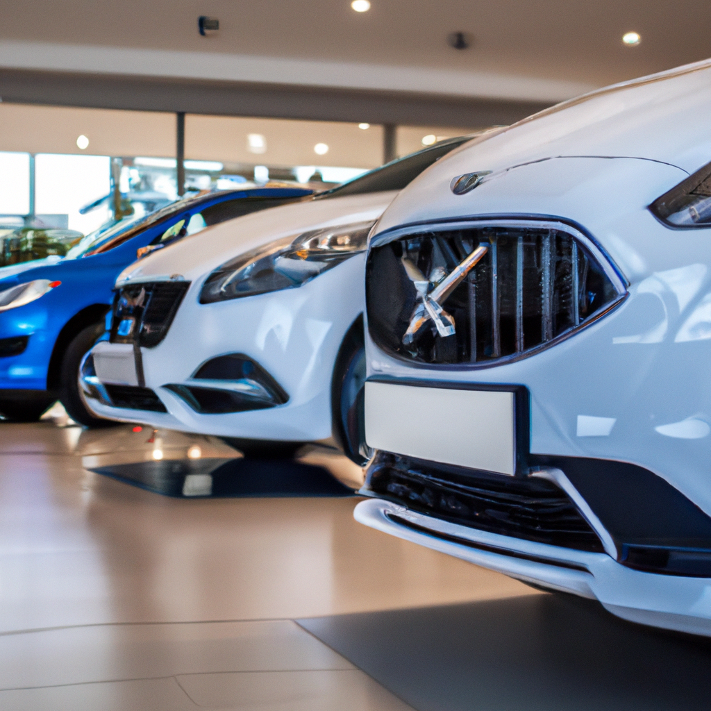 Showroom de carros de luxo com iluminação moderna